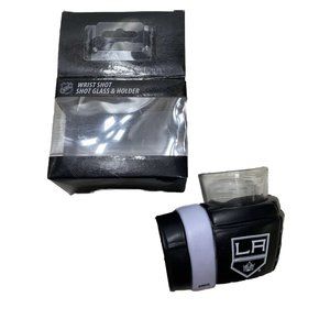 Brand New Hockey NHL Shot Glass LA Kings and Holder, Black